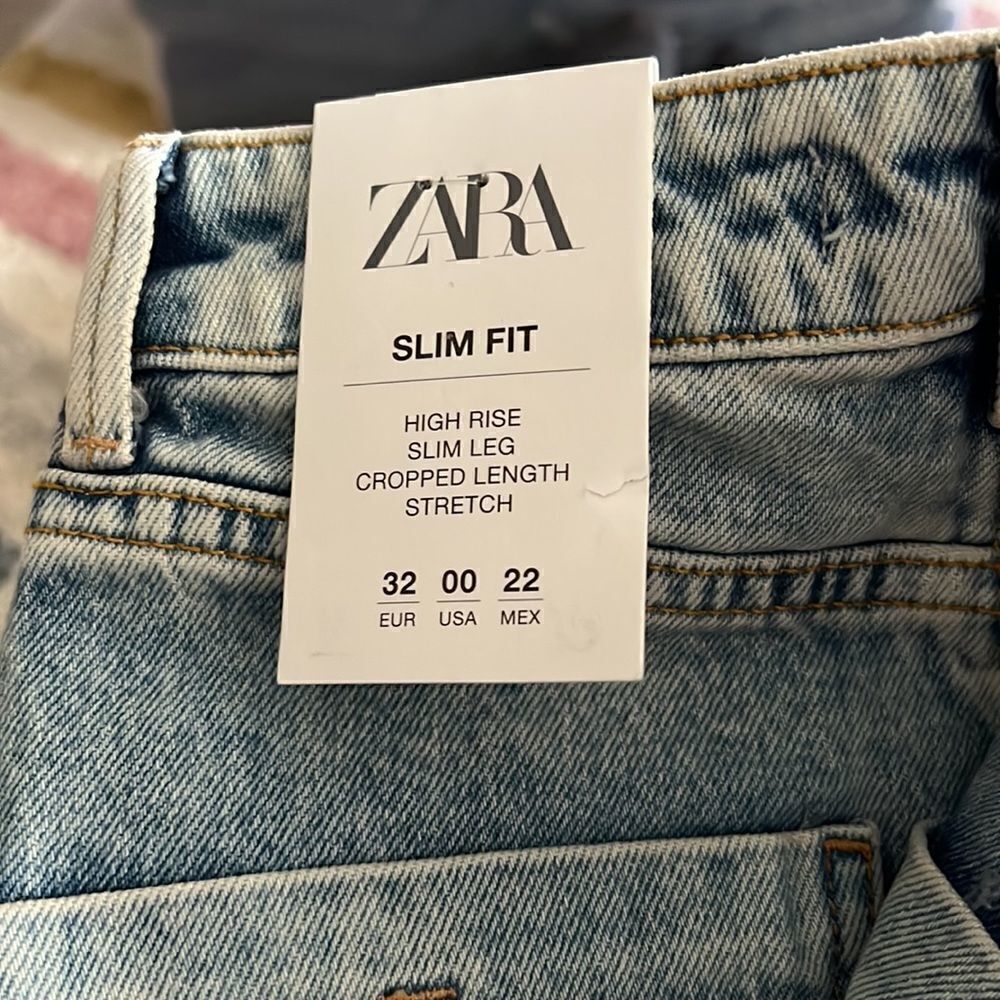 ZARA Z1975 Light Blue High Rise Slim Fit Jeans NWT Size 0 - Picture 11 of 11